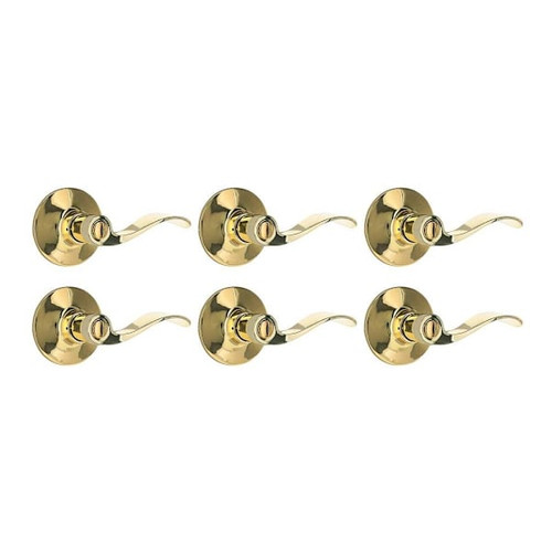 Shield Security Wave Turn Button Privacy Door Lever In Bright Brass 6-Pack