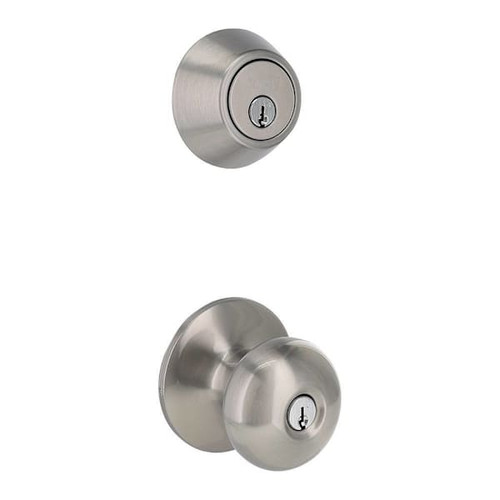 Shield Security Single Cylinder Deadbolt Lock And Entry Door Knob (Satin Nickel)