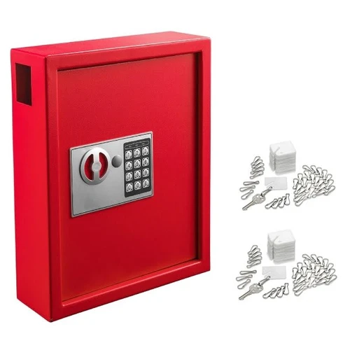 Adir Office 40-Key Steel Digital Lock Key Cabinet Red W/100 Key Tags