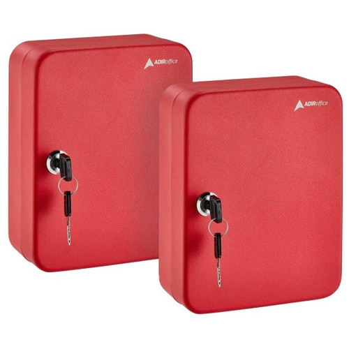 Adir Office 30-Key Steel Secure Cabinet W/Key Lock Red