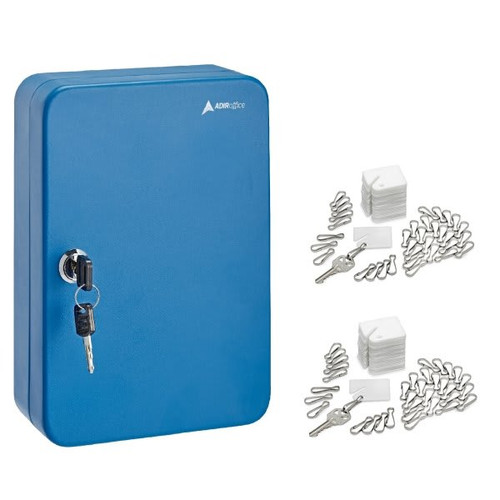 Adir Office 48-Key Steel Cabinet W/Key Lock Blue W/100 Key Tags