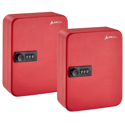 Adir Office 30-Key Steel Secure Key Cabinet W/Combination Lock Red