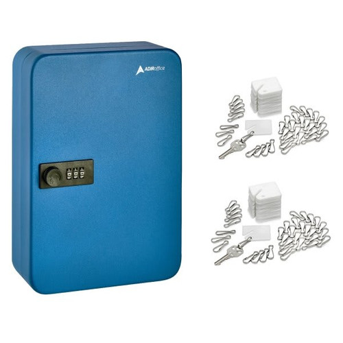 Adir Office Steel Secure 48-Key Cabinet W/Comb Lock Blue W/100 Key Tags