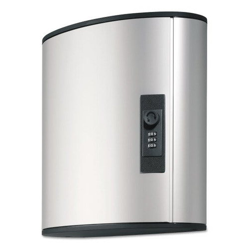 Durable Locking Key Cabinet 36-Key Brushed Aluminum 11.75 X 4.63 X 11