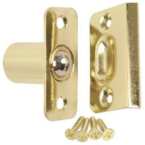 Anvil Mark Door Ball Catch, In Brass Plated