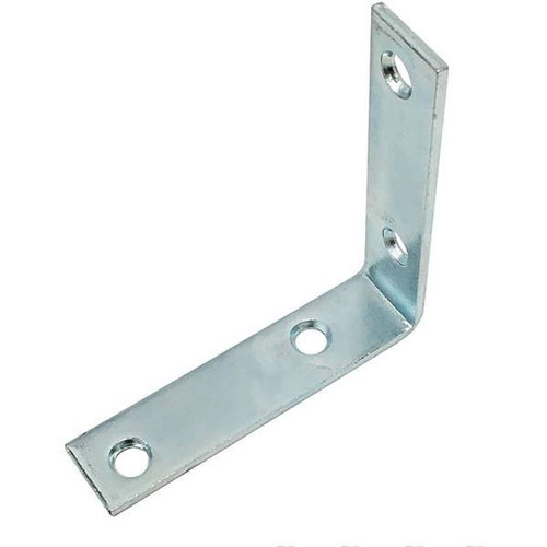Steel Construction Corner Bracket, 3",  Zinc Plated, Package Of 4