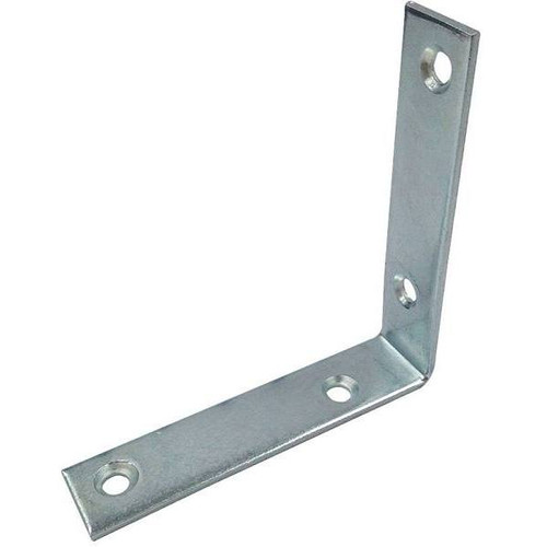 Steel Construction Corner Bracket 4", Zinc Plated, Package Of 2