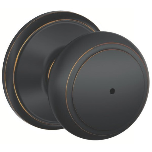 Schlage F-Series Lock F40 Privacy Lever Andover Knob (Aged Bronze)