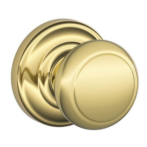 Schlage F-Series Lock F10 Passage Andover Knob Style (Bright Brass)