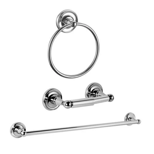 Seasons Raleigh Chrome 3 Piece Kit 24" Towel Bar, Toilet Paper Holder, Towel Ring