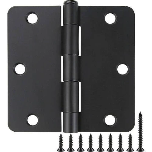 Global Door Controls 3.5 In. X 3.5 In. Hinge 1/4 In. Radius (Matte Black) (2-Pack)