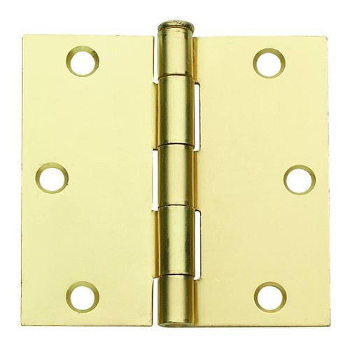 Global Door Controls 3 In. X 3 In. Plain Bearing Steel Hinges (Satin Brass) (2-Pack)
