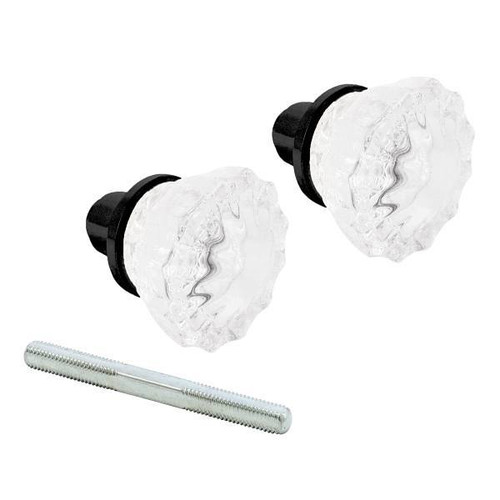 Prime-Line Mortise Style Fluted Glass Door Knob, 2" Outer Diameter, Matte Black