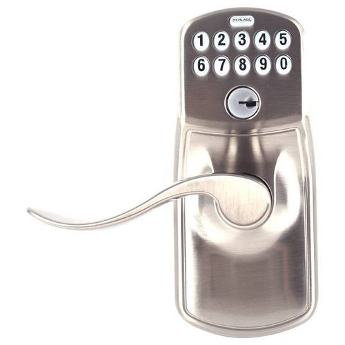 Schlage Grade 2 Keypad Entry With Auto Lock, Accent Lever, Satin Nickel