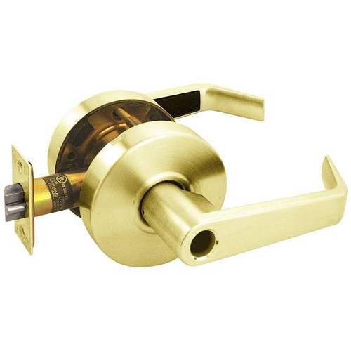 Arrow Grade 2 Turn-Pushbutton Entrance Cylindrical Lock, Sierra, Bright Brass
