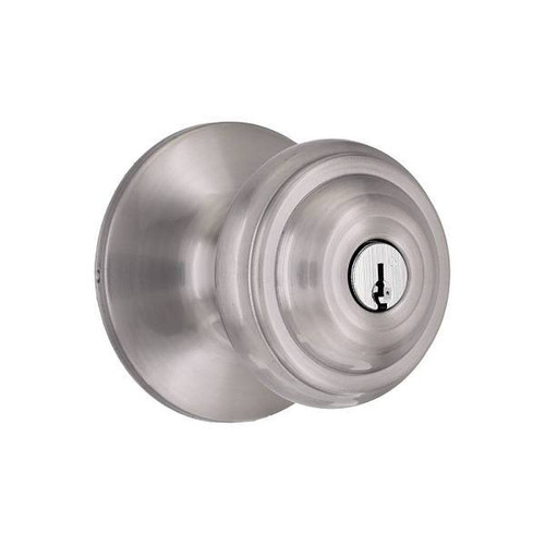 Shield Security Fancy Mushroom Kw1 Keyed Entry Door Knob In Satin Nickel