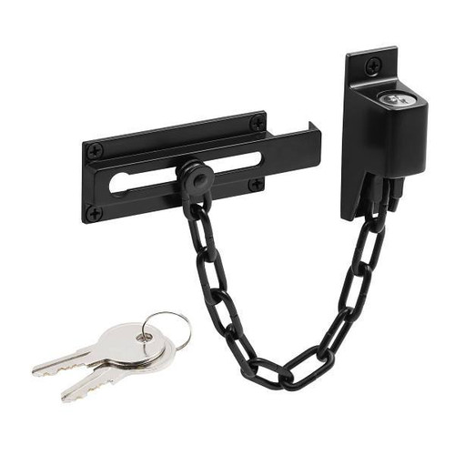 Prime-Line Chain Door Guard, Square Corners, Keyed, Matte Black, Single Pack