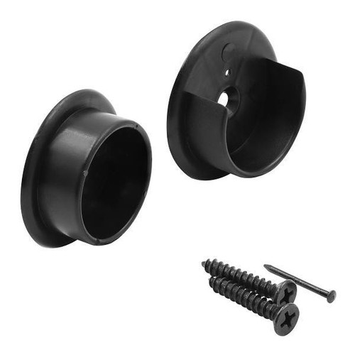 Prime-Line Closet Pole Socket Ends, Plastic, 1-3/8", Black, 1 Set