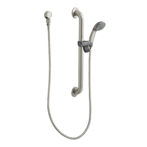 Moen Commercial Classic Brushed Nickel 1.5gpm 24" Slide Bar/Grab Bar Shower
