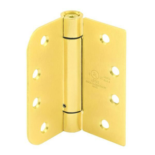 Prime-Line 4" Spring Door Hinge, Commercial, Satin Brass, Package Of 3