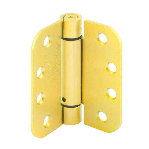 Prime-Line 4" Spring Door Hinge, Commercial Satin Brass, Package Of 3