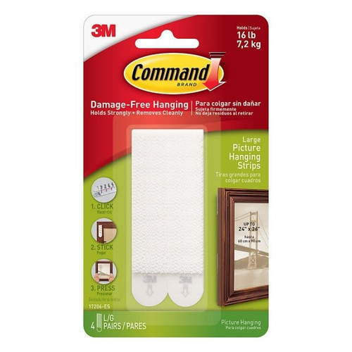 Command White Large Damage-Free Picture Hanging Strips, Pack Of 4
