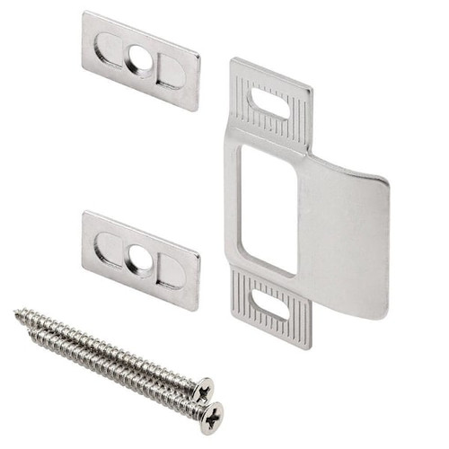 Prime-Line Adjustable Door Strike, 3 Piece, Satin Nickel