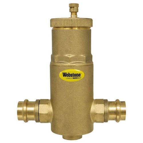 Webstone 1" Brass Press Horizontal Air Separator With Removable Vent Head