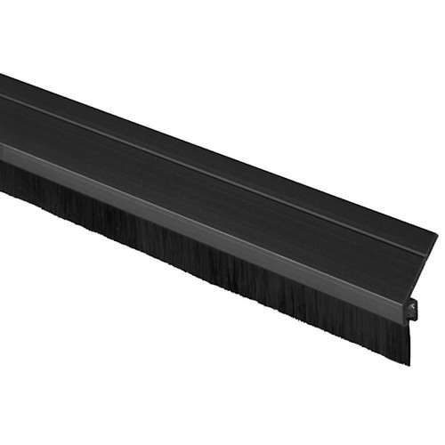 NGP Weatherstrip, Metal With Angled Grey Nylon Brush Seal, Dark Bronze, 84"