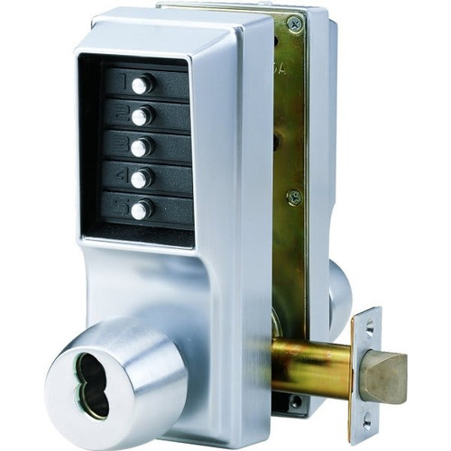 Dormakaba Cylindrical Knob Lock,2-3/4 Backset, 1/2 Throw Latch, Satin Chrome