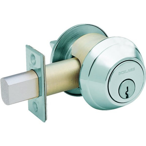Schlage B600 Heavy Duty Keyed 6-Pin Cylinder Brass Deadbolt (Satin Chrome)