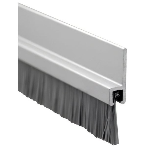 Pemko Clear Aluminum Brush Seal Meeting Stile With Gray Brush Insert 4'