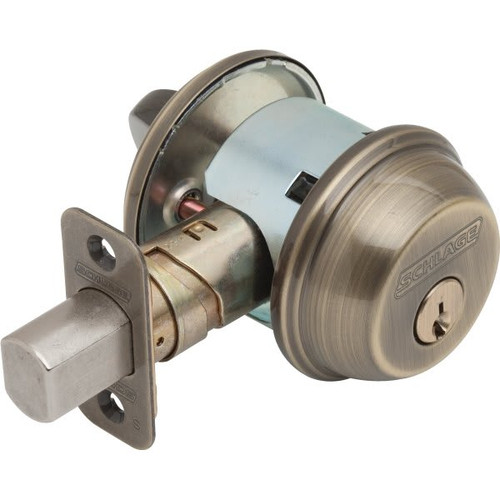 Schlage B Series Single Cylinder Deadbolt (Antique Brass)