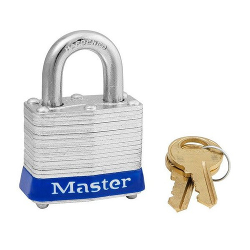 Master Lock Blue Laminated Steel 4 Pin Tumbler Padlock Hardened Steel Shackle