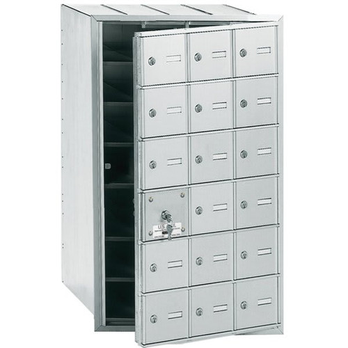 Salsbury Industries Horizontal Mailbox, 18 Doors, Aluminum Finish