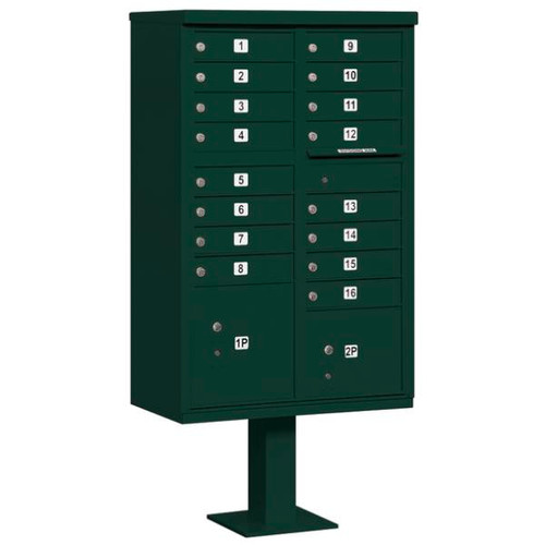 Salsbury Industries Cluster Mailbox, 16 Boxes, Green