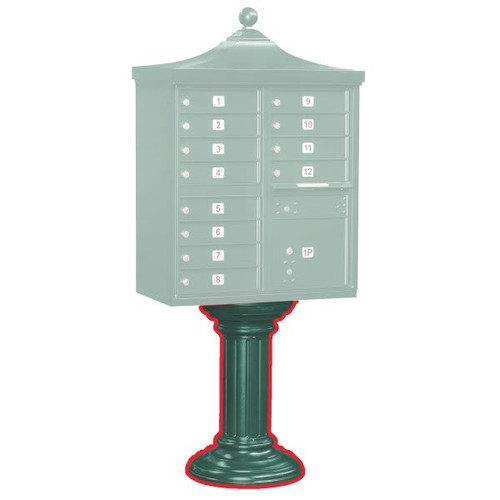 Salsbury Industries Cluster Mailbox Tall Decorative Pedestal, Green