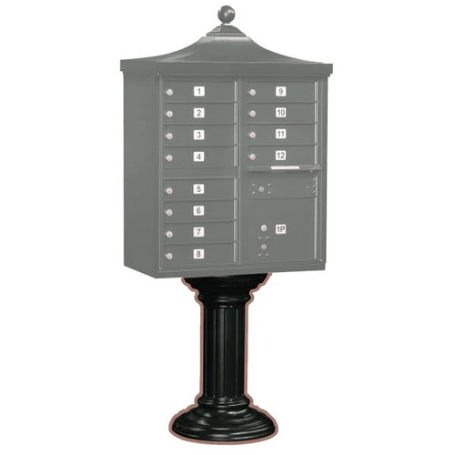 Salsbury Industries Cluster Mailbox Tall Decorative Pedestal, Black