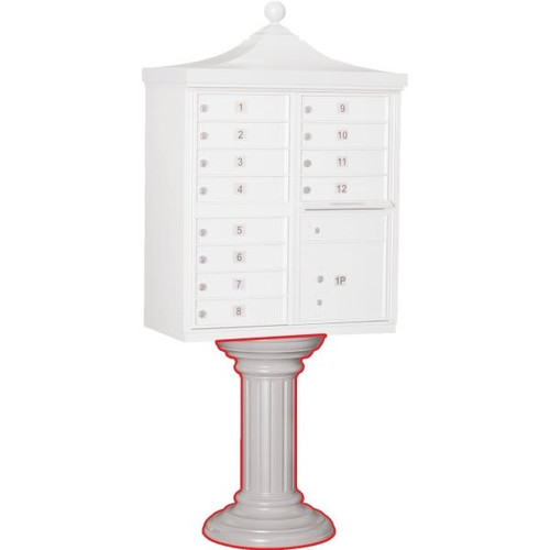 Salsbury Industries Cluster Mailbox Tall Decorative Pedestal, White