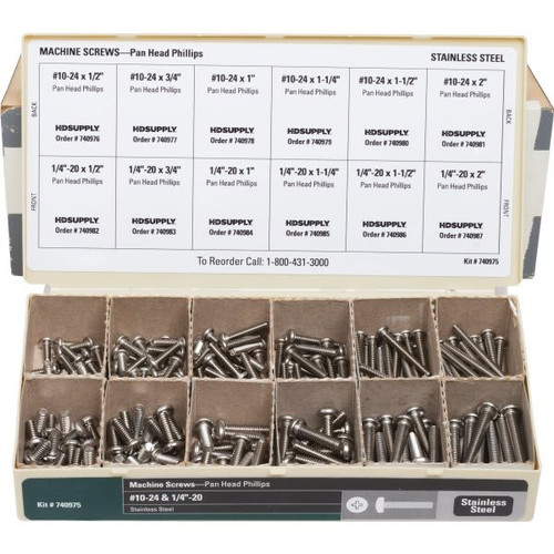 Wellsco Stainless Steel Pan Head Phillips Machine Screw Assortment Kit