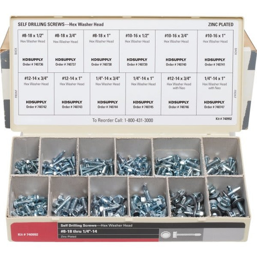 Wellsco Hex Head Self-Drilling Screw Assortment Kit