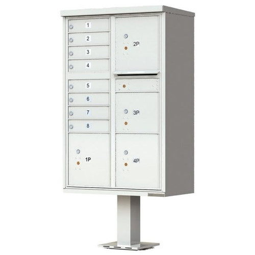Florence Mfg Vital Cluster Box Unit, 8 Mailboxes - 4 Parcel Lockers, Aluminum