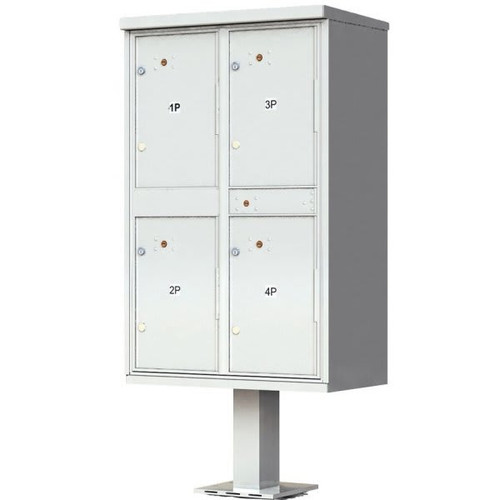 Florence Mfg Valiant Outdoor Parcel Locker With 4 Parcel Lockers And Pedestal, Satin