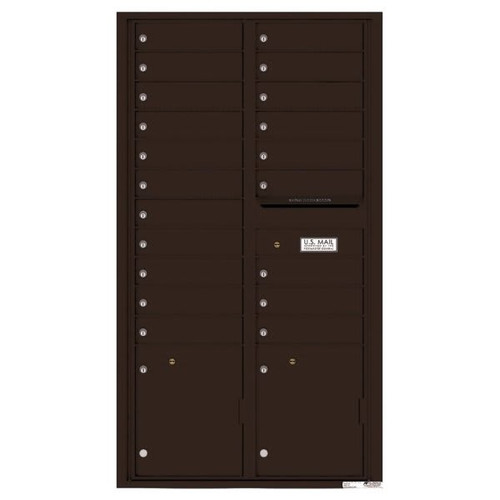 Florence Mfg Versatile 4c, Max Height Suite, 20 Mailboxes, 2 Parcel Lockers, 1 Outgoing Brown