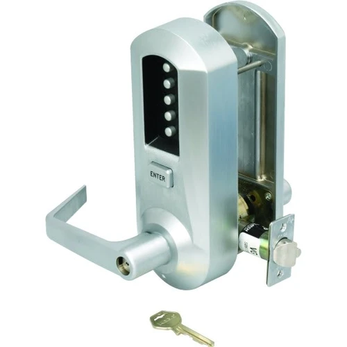 Kaba Access Heavy Duty Mechanical Push-Button Lever Lockset Satin Chrome