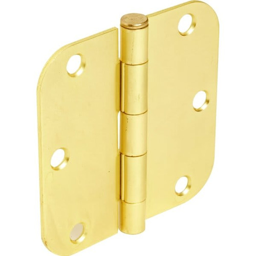 3-1/2" Residential Plain Bearing Door Hinge Satin Brass 5/8" Radius, Pack Of 2