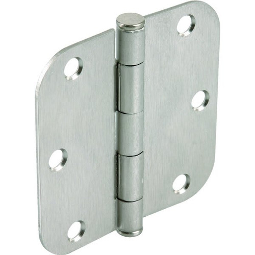 3-1/2" Residential Plain Bearing Door Hinge Satin Chrome 5/8" Radius, Pack Of 2
