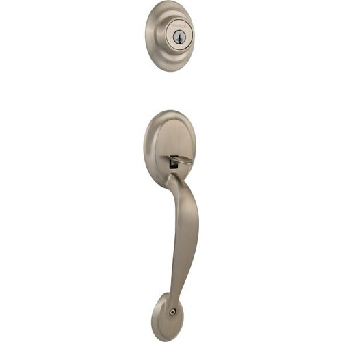 Kwikset Dakota Satin Nickel Single Cylinder Deadbolt Keyed Entry Door Handleset With Smartkey Security