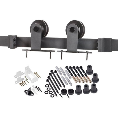 Renin Decorative Sliding Barn Door Hardware - Matt Black Top Strap