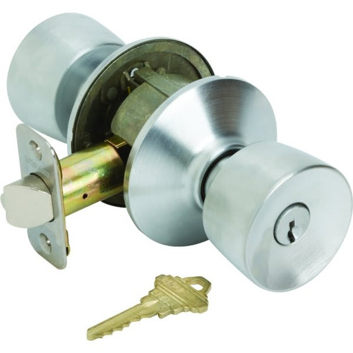 Schlage Bell F Series Knob, Entry, Grade Aaa, Satin Chrome